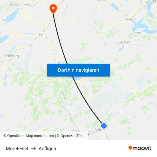 Mörel-Filet to Aefligen map