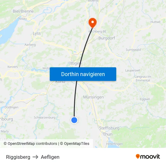 Riggisberg to Aefligen map
