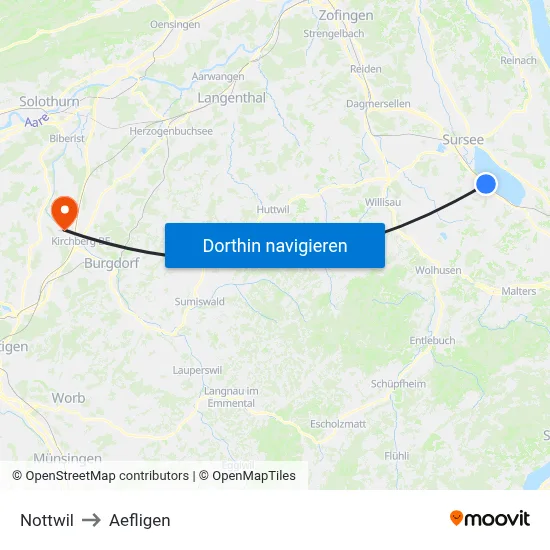 Nottwil to Aefligen map