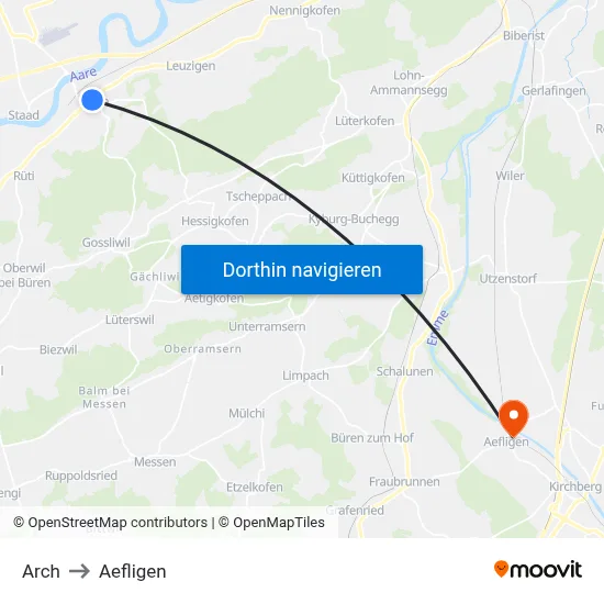Arch to Aefligen map