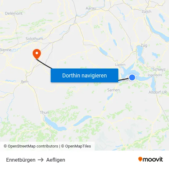 Ennetbürgen to Aefligen map