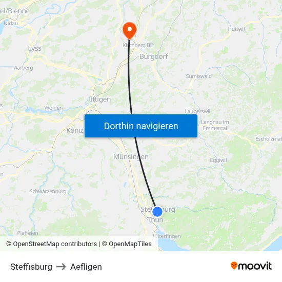 Steffisburg to Aefligen map