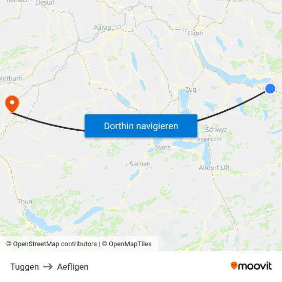 Tuggen to Aefligen map