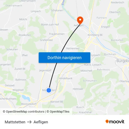 Mattstetten to Aefligen map