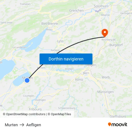 Murten to Aefligen map