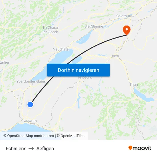 Echallens to Aefligen map