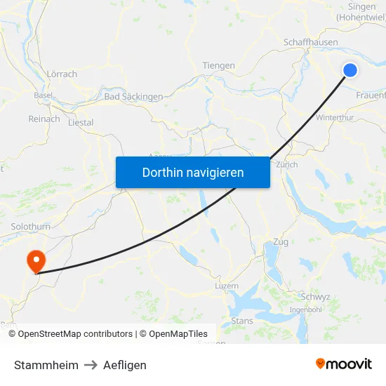 Stammheim to Aefligen map