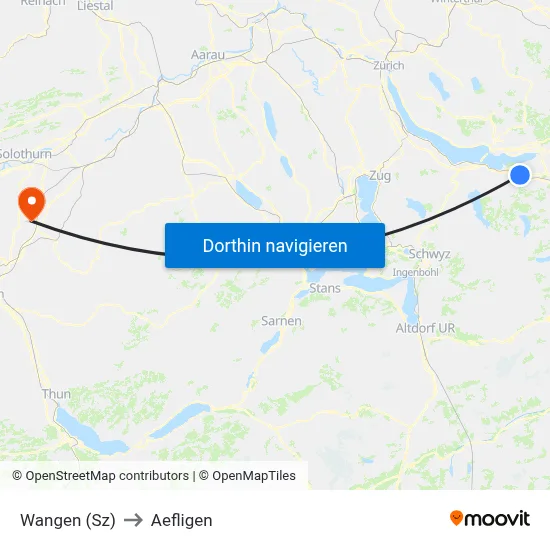 Wangen (Sz) to Aefligen map