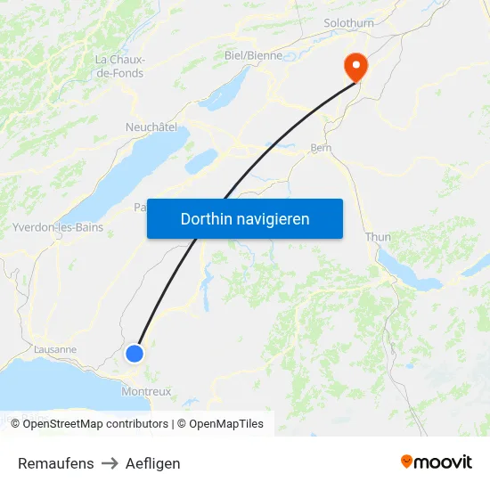 Remaufens to Aefligen map