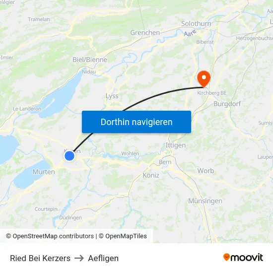 Ried Bei Kerzers to Aefligen map