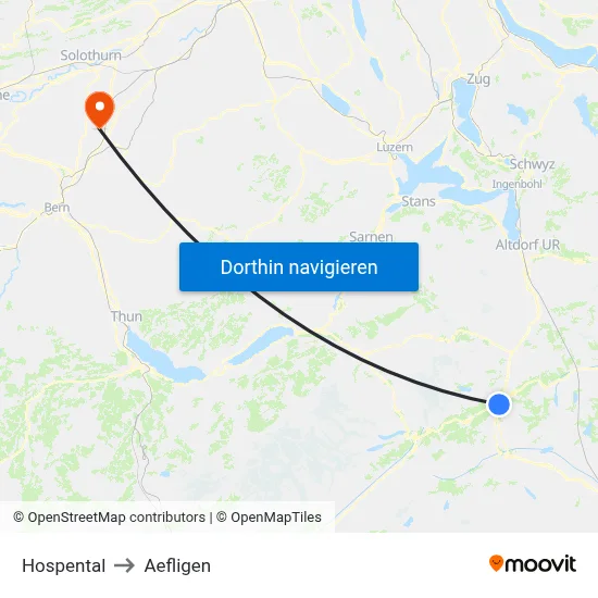 Hospental to Aefligen map