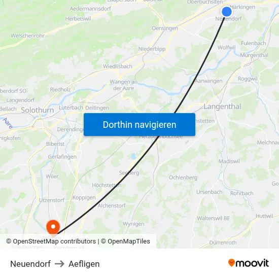 Neuendorf to Aefligen map