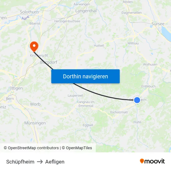 Schüpfheim to Aefligen map