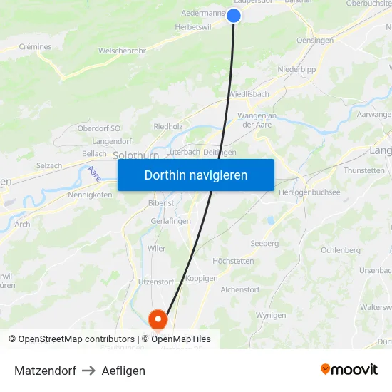 Matzendorf to Aefligen map