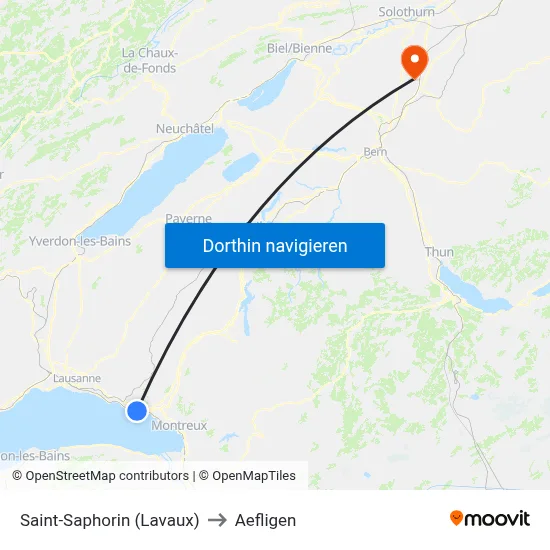 Saint-Saphorin (Lavaux) to Aefligen map