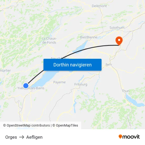 Orges to Aefligen map