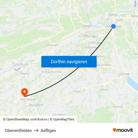 Oberentfelden to Aefligen map