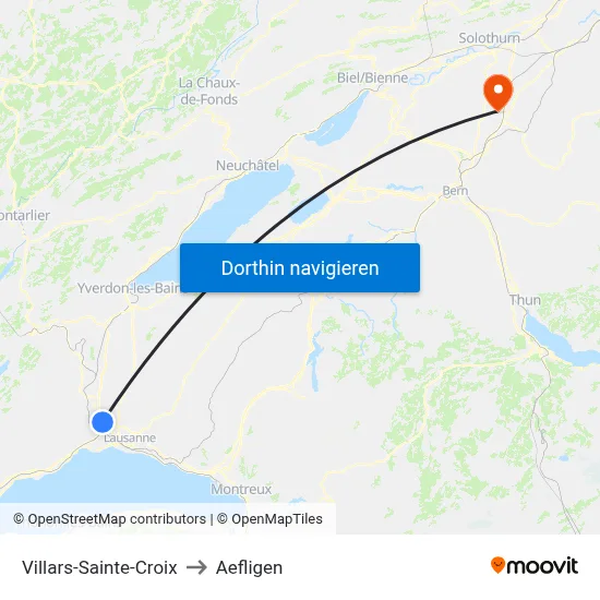 Villars-Sainte-Croix to Aefligen map