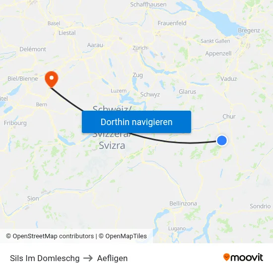 Sils Im Domleschg to Aefligen map