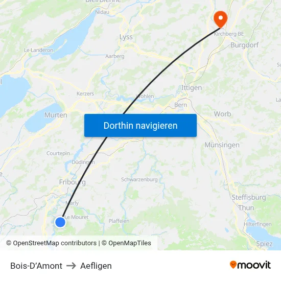 Bois-D’Amont to Aefligen map