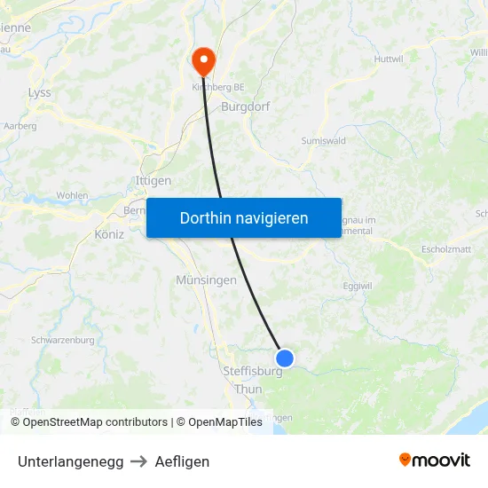 Unterlangenegg to Aefligen map