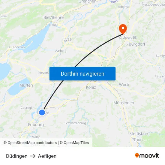 Düdingen to Aefligen map