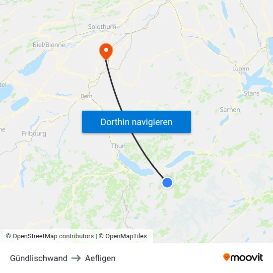 Gündlischwand to Aefligen map