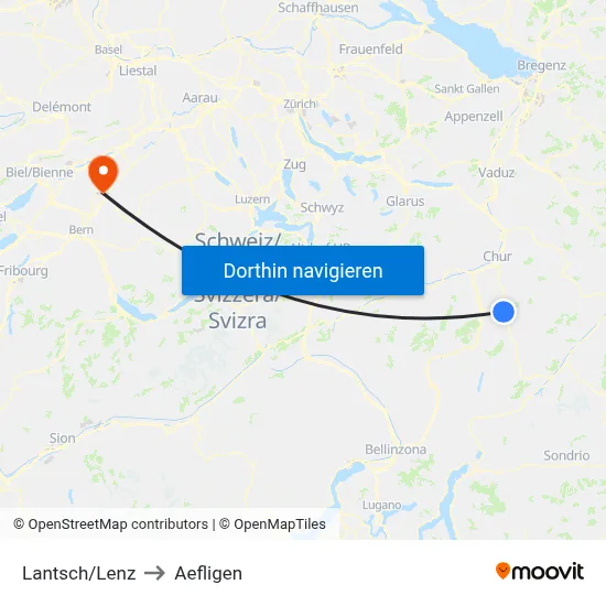 Lantsch/Lenz to Aefligen map