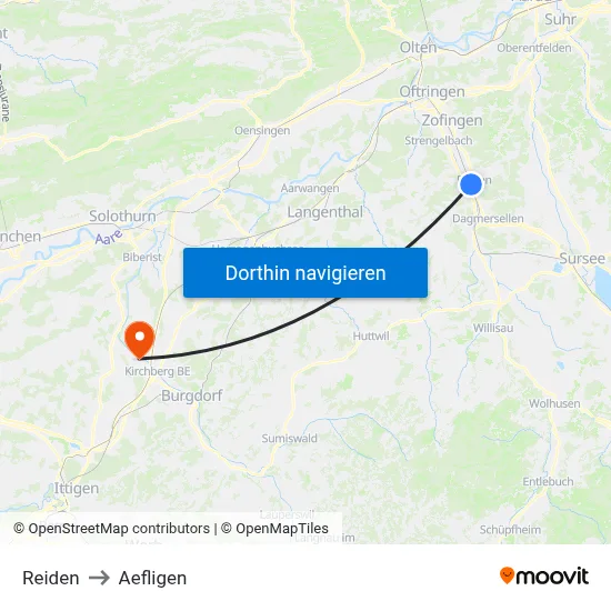 Reiden to Aefligen map