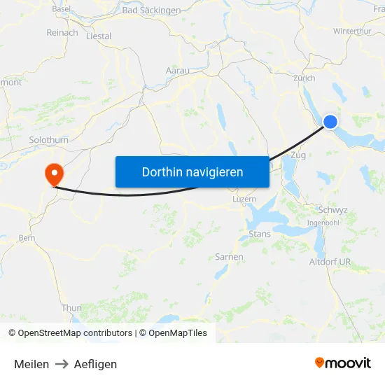 Meilen to Aefligen map