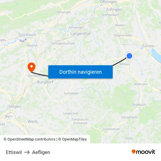 Ettiswil to Aefligen map