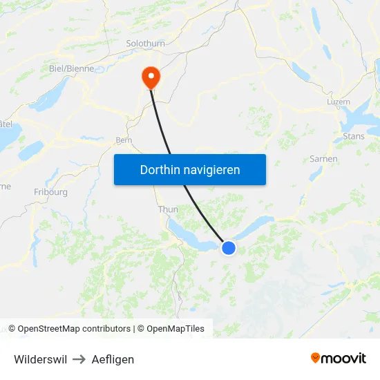 Wilderswil to Aefligen map