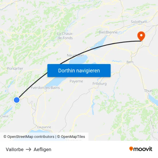 Vallorbe to Aefligen map