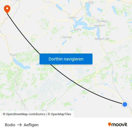 Bodio to Aefligen map