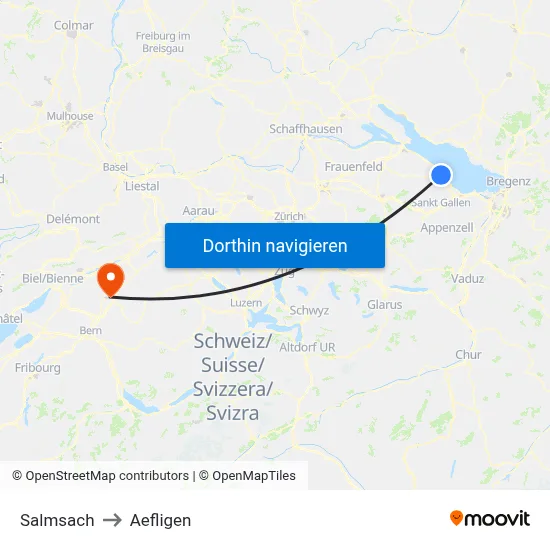 Salmsach to Aefligen map