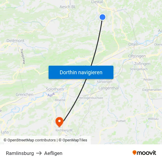 Ramlinsburg to Aefligen map