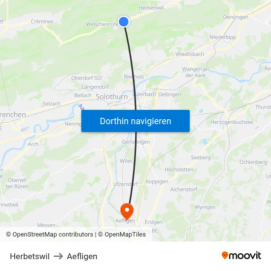 Herbetswil to Aefligen map
