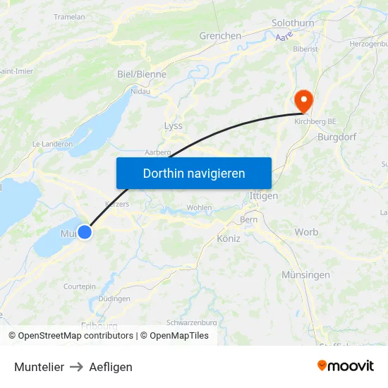 Muntelier to Aefligen map