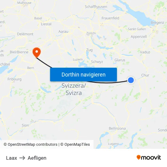 Laax to Aefligen map