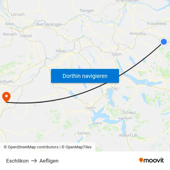 Eschlikon to Aefligen map