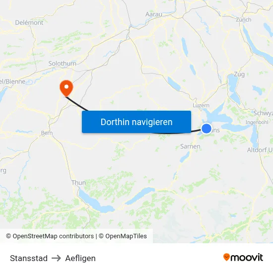Stansstad to Aefligen map