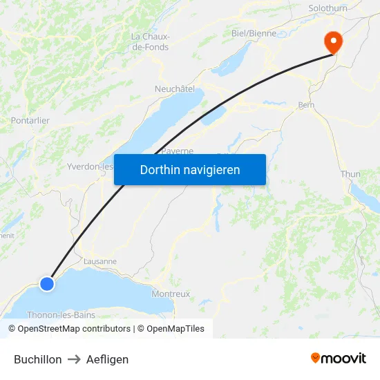 Buchillon to Aefligen map