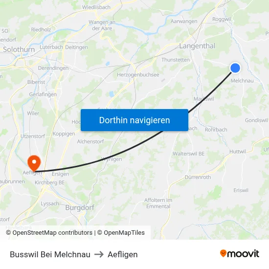 Busswil Bei Melchnau to Aefligen map