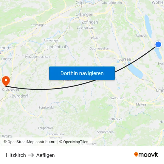 Hitzkirch to Aefligen map