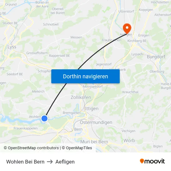 Wohlen Bei Bern to Aefligen map