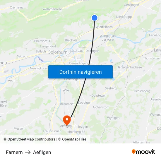 Farnern to Aefligen map