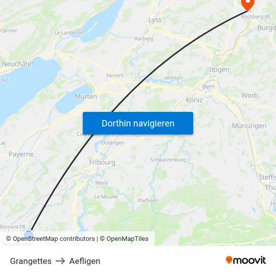 Grangettes to Aefligen map