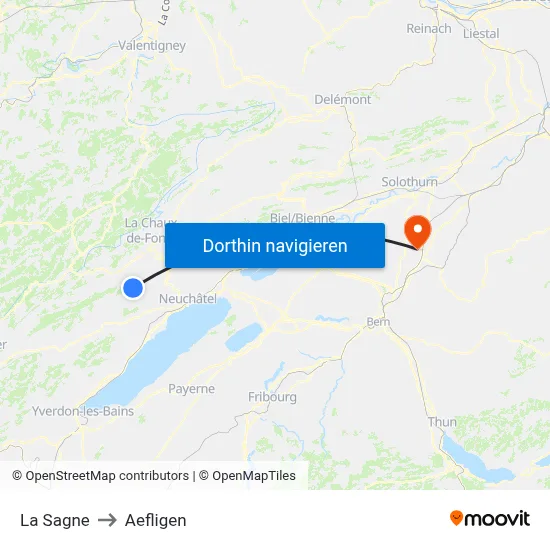 La Sagne to Aefligen map