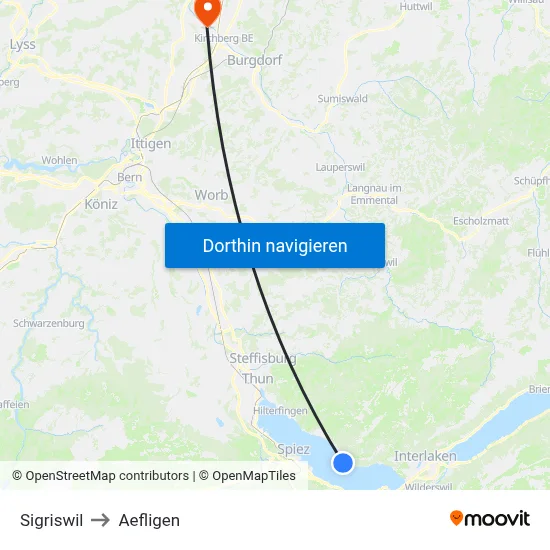 Sigriswil to Aefligen map