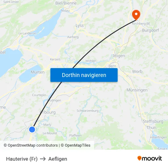 Hauterive (Fr) to Aefligen map